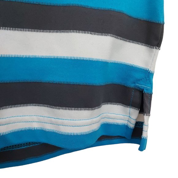 Columbia Polo Shirt Mens Large Blue Gray Stripes Sun Protection Performance Golf - Picture 7 of 10